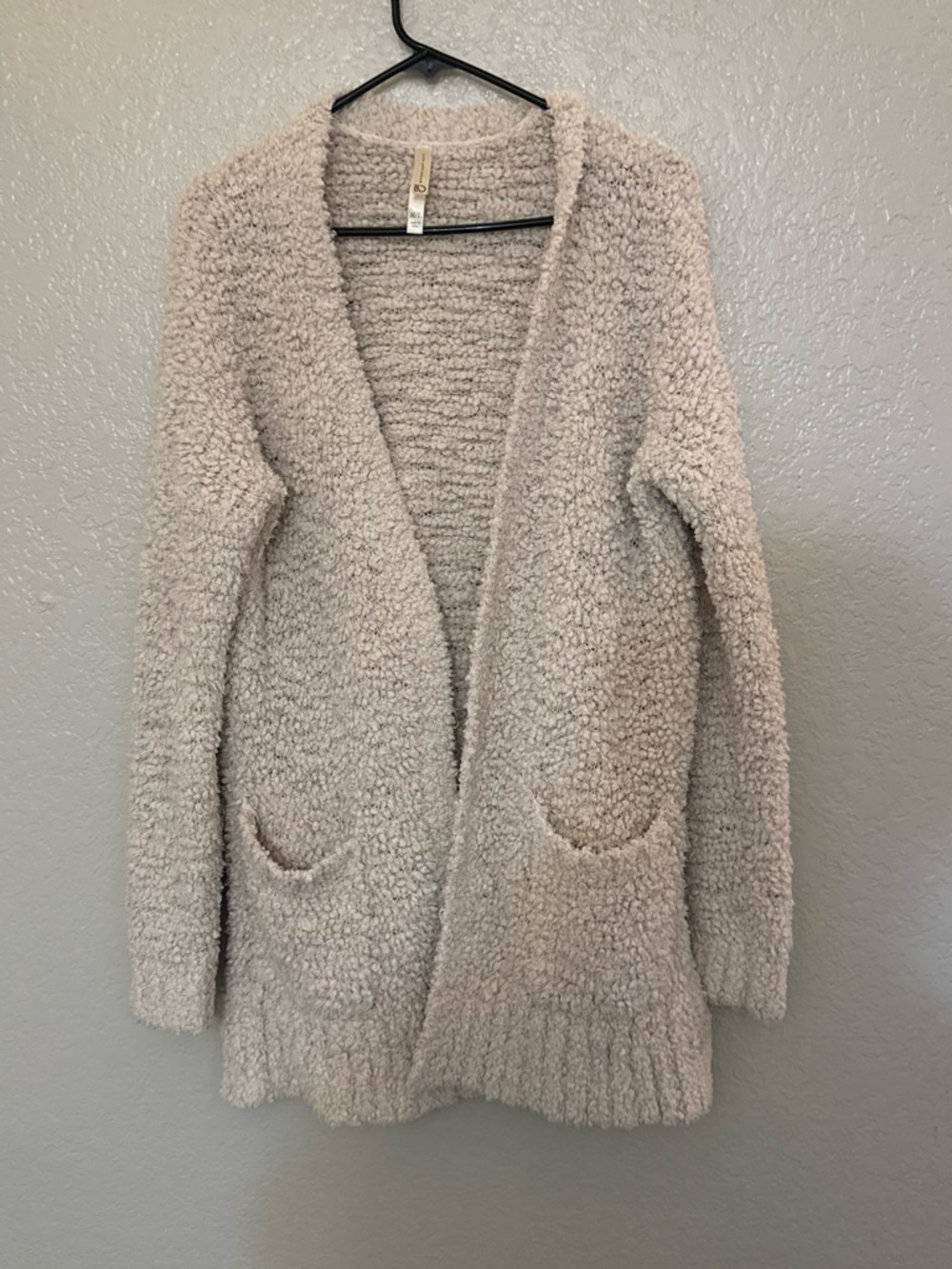 Aeropostale Plush Open-Front Cardigan - Light Beige